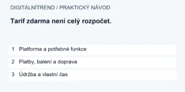1   Platforma a potřebné funkce; 2   Platby, balení a doprava; 3   Údržba a vlastní čas