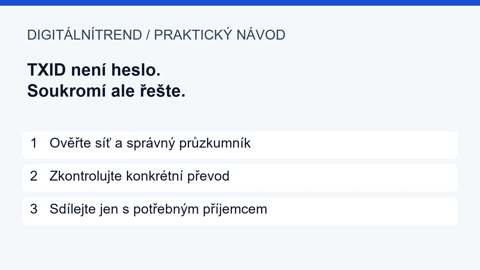 1   Ověřte síť a správný průzkumník; 2   Zkontrolujte konkrétní převod; 3   Sdílejte jen s potřebným příjemcem