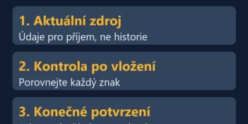 Tři kroky kontroly adresy: aktuální zdroj, každý znak po vložení a konečné potvrzení