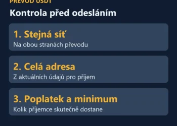 Kontrola převodu USDT: stejná síť, celá adresa, poplatek a minimum příjmu