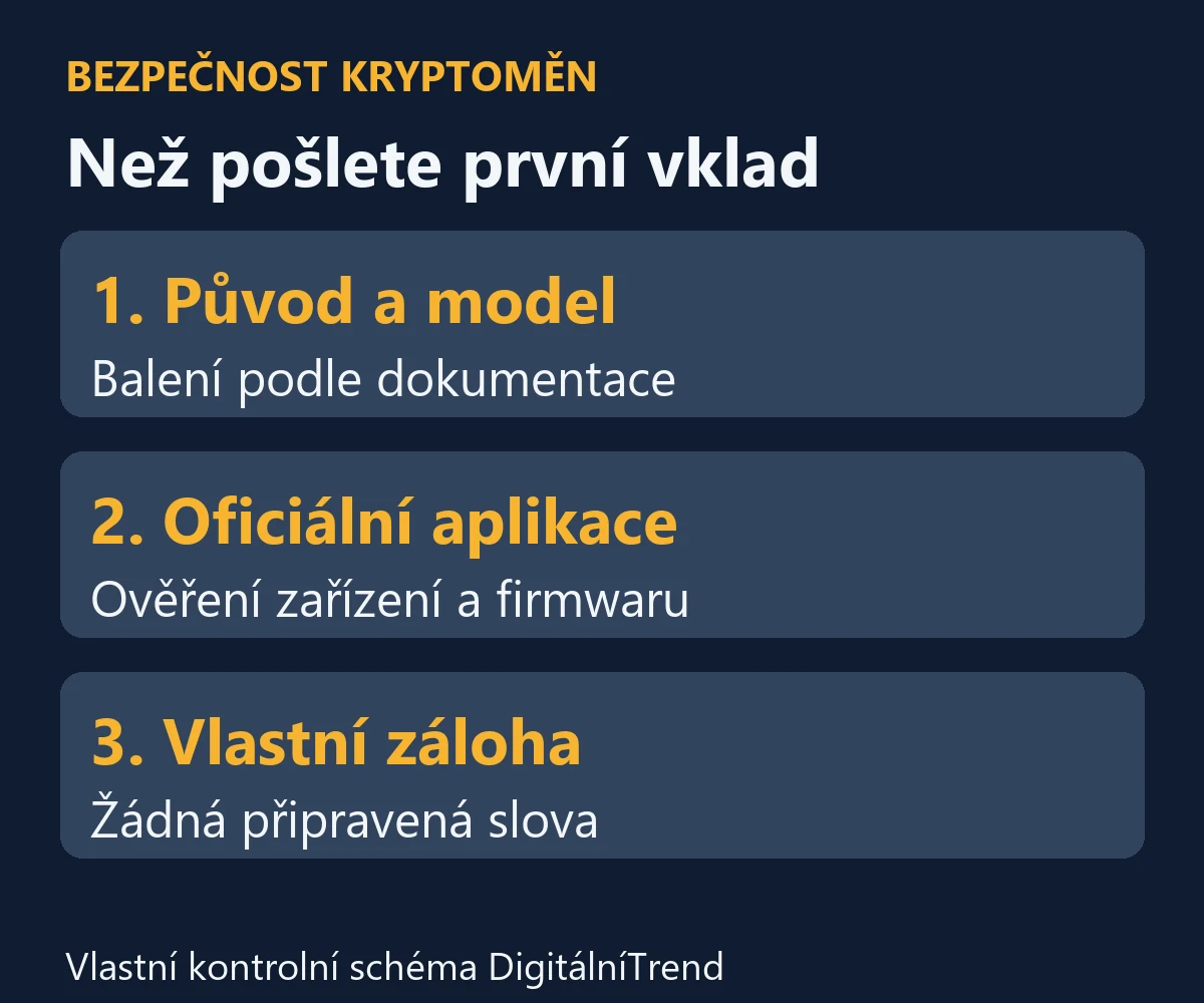 Jak ověřit hardwarovou peněženku před prvním použitím 1 Kontrola hardwarové peněženky: původ, oficiální aplikace a vlastní záloha