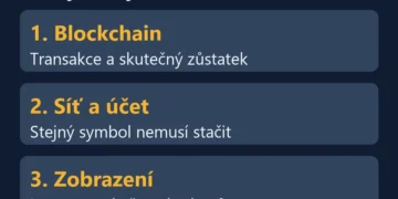 Kontrola chybějícího tokenu: blockchain, správný účet a zobrazení